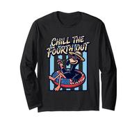 Funny Flamingo Chill The Fourth out Summer 4 luglio Maglia a Manica