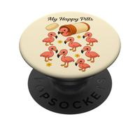 Funny Flamingo My Happy Pills Animal Lover Ragazzi Ragazze Bambini PopSockets PopGrip Adesivo