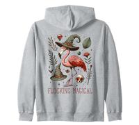 Funny Flamingo Pun Flocking Magical Pagan Wiccan Witch Felpa con Cappuccio