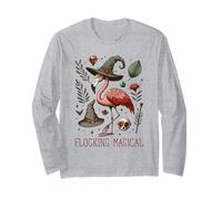 Funny Flamingo Pun Flocking Magical Pagan Wiccan Witch Maglia a Manica