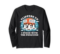 Funny Flippers Up Resist Penguins Protest Against Tariffs Maglia a Manica