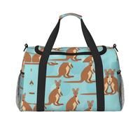 Funny for Kangaroo Zoo Hand Travel Bag - Grande borsa riutilizzabile per la spesa, perfetta per attività all'aperto, sport, campeggio e generi alimentari, nero, Taglia unica