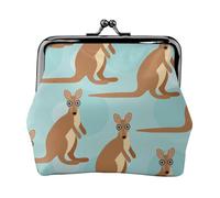 Funny for Kangaroo Zoo Print Doppia Chiusura in Metallo Telaio in Pelle Bacio Blocco Cambiare Portafoglio per Donna con Chiavi, Piccoli Portafogli, Nero , Taglia unica