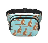 Funny for Kangaroo Zoo Print Square Waist Purse Double Layer Fanny BagTrendy Travel Marsupio per uomini e donne, nero, taglia unica, Nero, One Size