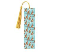 Funny for Kangaroo Zoo - Set di 5 segnalibri artistici da donna, con nappa, in legno, per studio