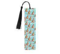 Funny for Kangaroo Zoo - Set di 5 segnalibri artistici da donna, con nappa, in legno, per studio