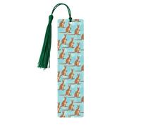 Funny for Kangaroo Zoo - Set di 5 segnalibri artistici da donna, con nappa, in legno, per studio