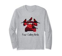 Funny Four Calling Birds Funny Dodici Giorni di Natale Maglia a Manica