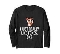Funny Fox - Maglietta I Just Really Like Foxes Ok Maglia a Manica