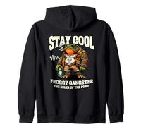 Funny Frog Humor. Froggy Gangster Stay Cool Felpa con Cappuccio