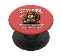 Funny Frog Humor. Froggy Gangster Stay Cool PopSockets PopGrip Adesivo