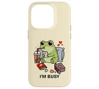 Funny Frog Im Busy Boba Tea Snacks Zoo Ragazzi Ragazze Bambini Custodia per iPhone 14 Pro