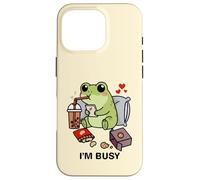 Funny Frog Im Busy Boba Tea Snacks Zoo Ragazzi Ragazze Bambini Custodia per iPhone 16 Pro