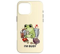 Funny Frog Im Busy Boba Tea Snacks Zoo Ragazzi Ragazze Bambini Custodia per iPhone 16 Pro Max