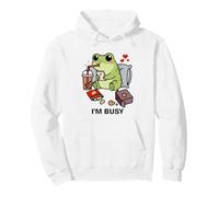 Funny Frog Im Busy Boba Tea Snacks Zoo Ragazzi Ragazze Bambini Felpa con Cappuccio