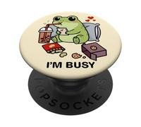 Funny Frog Im Busy Boba Tea Snacks Zoo Ragazzi Ragazze Bambini PopSockets PopGrip Adesivo