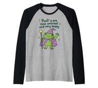 Funny Frog Poof Ora Sei Stanco e Molto Felice Maglia con Maniche Raglan
