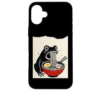 Funny Frog Ramen Sumi-e Kawaii Ink Painting Japanese Custodia per iPhone 16 Plus