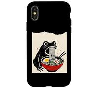 Funny Frog Ramen Sumi-e Kawaii Ink Painting Japanese Custodia per iPhone X/XS