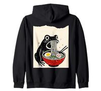 Funny Frog Ramen Sumi-e Kawaii Ink Painting Japanese Felpa con Cappuccio