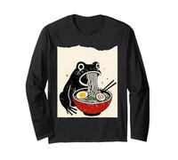 Funny Frog Ramen Sumi-e Kawaii Ink Painting Japanese Maglia a Manica