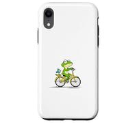 Funny Frog Riding Bicycle with Cute Bird, Animal Cycling Custodia per iPhone XR