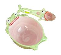 Funny Frog Spoon | Whimsical Ceramic Dinnerware Bowl,Spoon Set | Cute Kitchenware for Coffee, Rice, Dessert, and Breakfast at Home, Office, Café, or Dining Table for Kids, Adults, Women, Girls