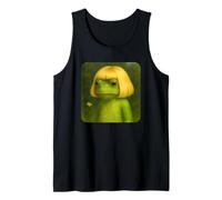 Funny Frog with a Bob Haircut Blond Frog Meme Wig Canotta