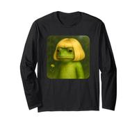 Funny Frog with a Bob Haircut Blond Frog Meme Wig Maglia a Manica