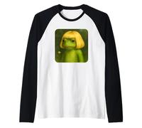 Funny Frog with a Bob Haircut Blond Frog Meme Wig Maglia con Maniche Raglan
