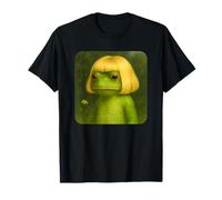 Funny Frog with a Bob Haircut Blond Frog Meme Wig Maglietta