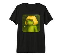 Funny Frog with a Bob Haircut Blond Frog Meme Wig Maglietta Premium