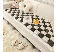 Funny Fuzzy Couch Cover Sofa Cover Garden Chic Cotton Protective Couch Cover Cream-Coloured Large Plaid Square Pet Mat Home Living Room Sofa Decor(Black,70 * 180cm)