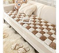 Funny Fuzzy Couch Cover Sofa Cover Garden Chic Cotton Protective Couch Cover Cream-Coloured Large Plaid Square Pet Mat Home Living Room Sofa Decor(Brown,60 * 60cm)