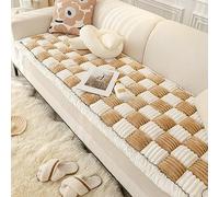 Funny Fuzzy Couch Cover Sofa Cover Garden Chic Cotton Protective Couch Cover Cream-Coloured Large Plaid Square Pet Mat Home Living Room Sofa Decor(Khaki,50 * 50cm)