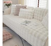 Funny Fuzzy Couch Cover, Sofa Cover Thick Rabbit Plush Sofa Cushion, New Non-Slip Sofa Cover Super Soft Throw Pillow Cover, Fluffy Couch Cushion Covers Furniture Protector(White,70 * 180cm)