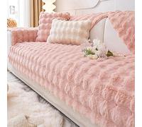 Funny Fuzzy Couch Cover, Sofa Cover Thick Rabbit Plush Sofa Cushion, New Non-Slip Sofa Cover Super Soft Throw Pillow Cover, Fluffy Couch Cushion Covers Furniture Protector(Pink,90 * 210cm)