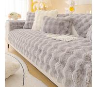 Funny Fuzzy Couch Cover, Sofa Cover Thick Rabbit Plush Sofa Cushion, New Non-Slip Sofa Cover Super Soft Throw Pillow Cover, Fluffy Couch Cushion Covers Furniture Protector(Gray,90 * 210cm)