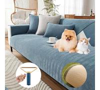 Funny Fuzzy Herringbone Chenille Fabric Sofa Cover, Funny Fuzzy Couch Cover, Sofa Towel Non Slip Couch Protector Cover for Pets Kids Children Dog Cat (Lightblue,sofa:90*210 cm/35.4*82.68 in)