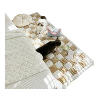 Funny fuzzy pet couch cover,Funnyfuzzy Cream-Coloured Large Plaid Square Pet Mat Bed Couch Cover,funny fuzzy dog bed, Dog Blankets for Large Dogs, Waterproof Blanket Dog Bed Cover Pet Blanket ( Color