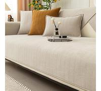 Funny Fuzzy Sofa Cover, Herringbone Chenille Fabric Furniture Protector Sofa Cover, Cosy Solid Colour Non-Slip Couch Cover (Beige,90 * 90cm)