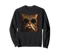 Funny Gangster Cat Meme Smoking And Wearing Sunglasses Felpa