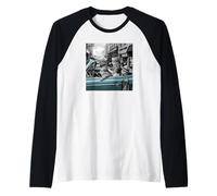 Funny Gangster Cats Street Design Maglia con Maniche Raglan