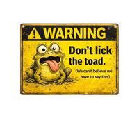 Funny Garden Signs, Dont Lick Toad Yard Decor, Outdoor Decorative Plaques with Humorous Text, Weather Resistant Lawn Ornament, Patio Accesory with Charming Style, Garden Decor for Front Backyard Porch