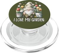 Funny Gardener Gnome Floral Tulip Flower I Love My Garden PopSockets PopGrip per MagSafe