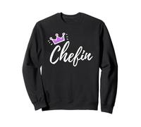 Funny German Saying Chefin Boss Purple Pink Crown Felpa