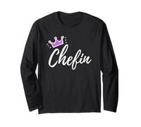 Funny German Saying Chefin Boss Purple Pink Crown Maglia a Manica