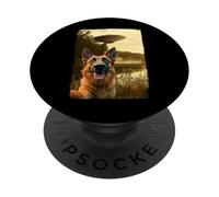Funny German Shepherd Dog UFO Encounter Dog Selfie Aliens PopSockets PopGrip Adesivo
