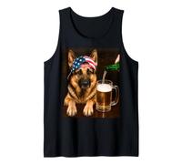 Funny German Shepherd Drinking Beer Meme 4th of July USA Canotta