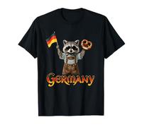 Funny Germany Raccoon with German Dish And Outfit Maglietta
